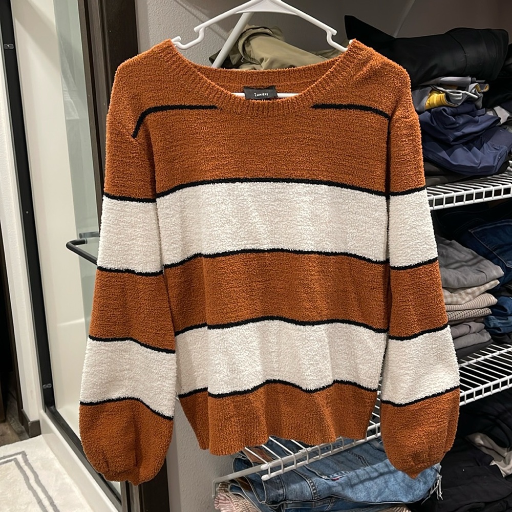 Polyester microfiber striped sweater